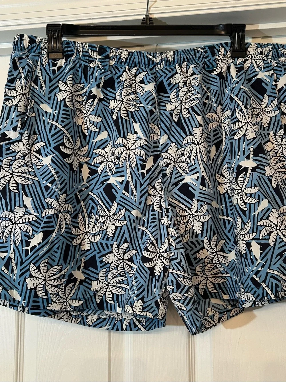 Columbia Blue Floral Men’s Elastic-Waist Swim Shorts Size XL